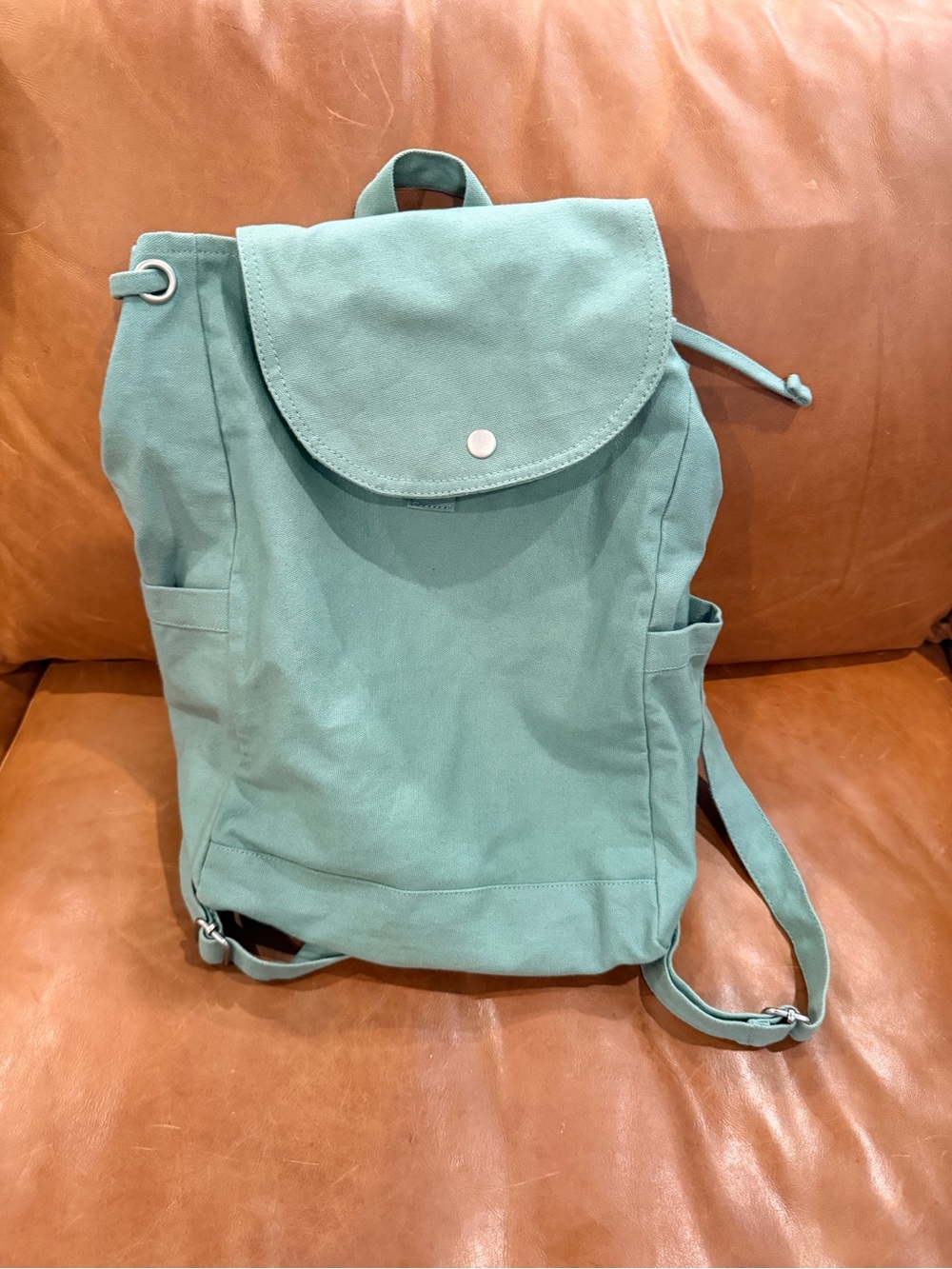 Palm + Perkins Canvas Backpack in Seafoam Green
